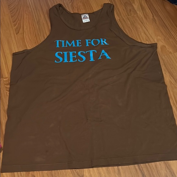 Brown Tank Top with Blue Graphic Print vintage - Picture 3 of 5